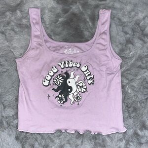 Purple, “Good vibes only”, ying-yan shirt, perfect condition, used once.